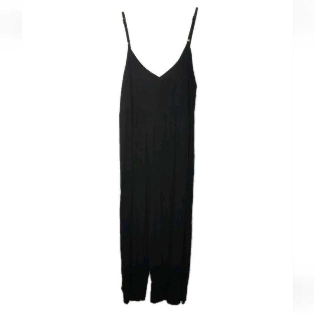 Kori America Baggy Wide Leg Harem Jumpsuit Small Black Culottes Button Y2k New